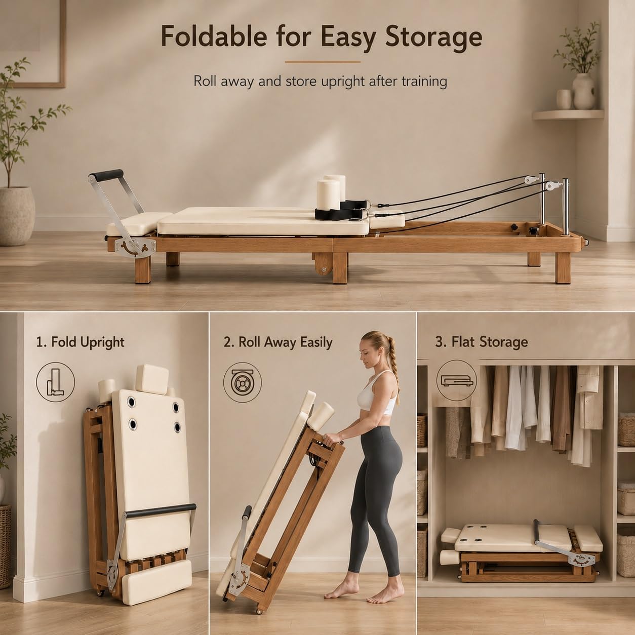 Reformer de Pilates Plegable,  - Leg Home Gym Workout reseña y precio